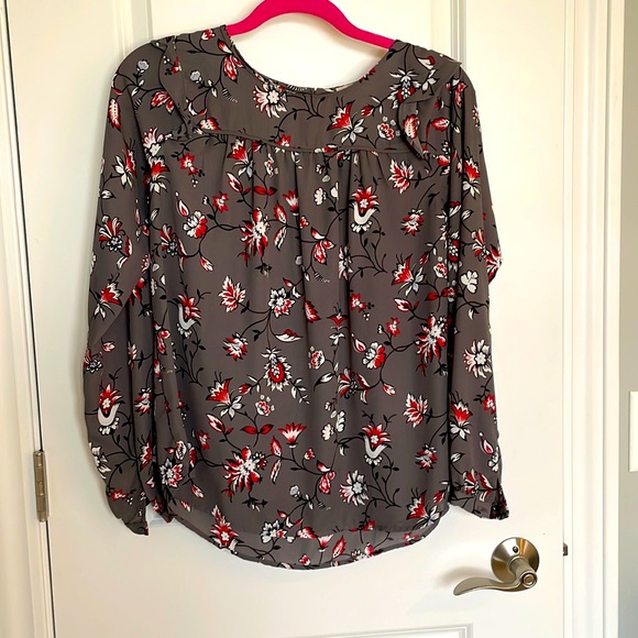 LOFT Tops - Loft blouse size XS grey floral pattern